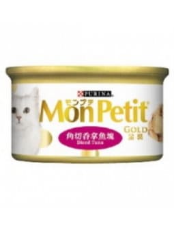 Monpetit 金裝 角切吞拿魚塊貓罐頭 (湯汁) 85g